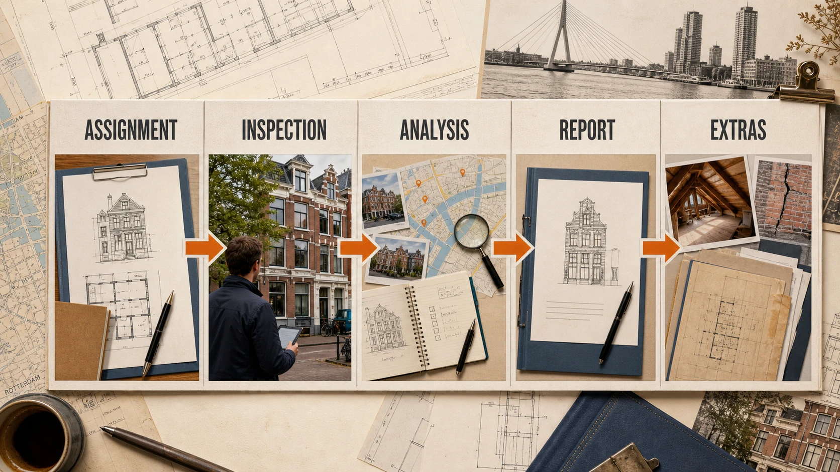 Diagram of property valuation cost components from assignment and inspection to analysis and report review