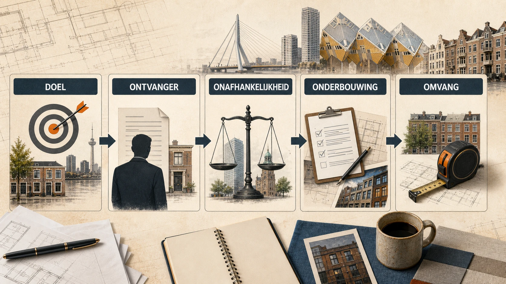 Keuzekaart voor een taxateur in Rotterdam met doel, rapport, onderbouwing en lokale woningcontext