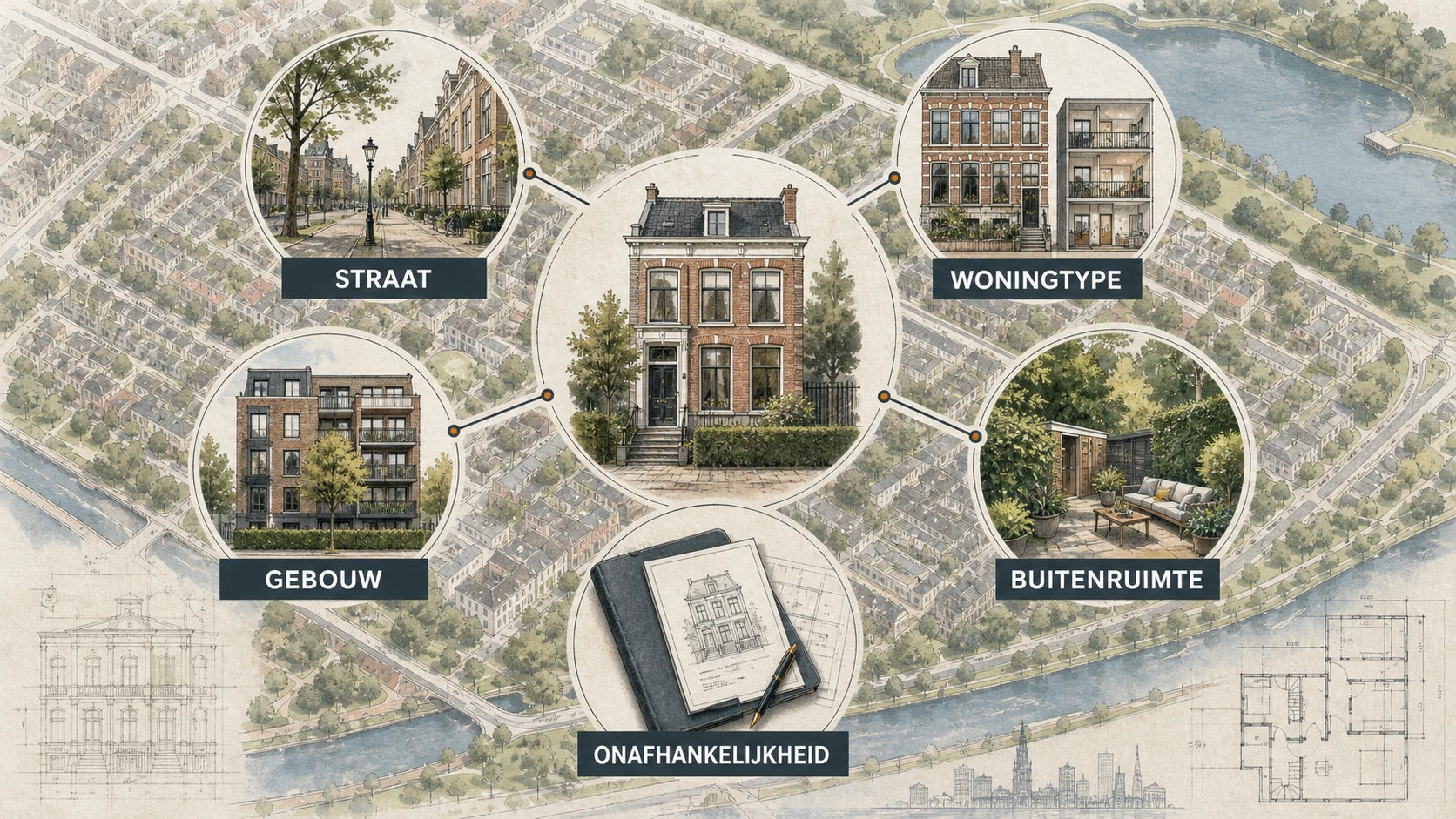 Kralingse taxatiekaart met straat, woningtype, gebouw, buitenruimte en onafhankelijkheid