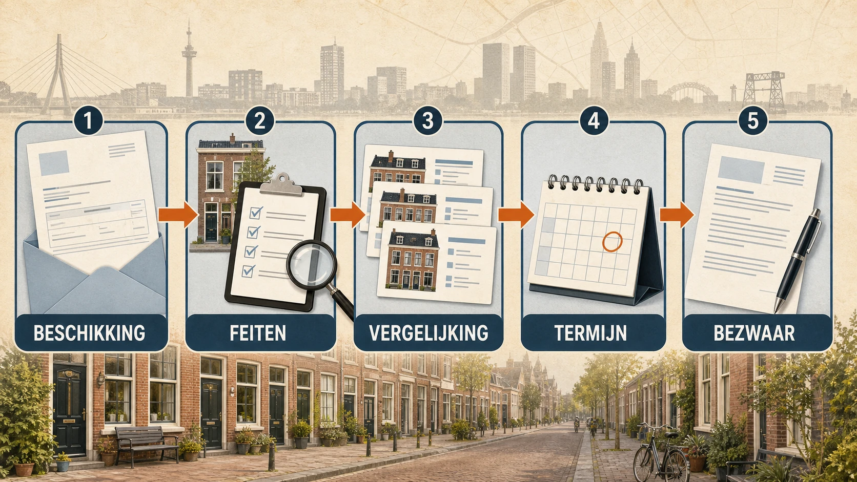Vijf stappen voor een Rotterdams WOZ-bezwaar van gemeentelijke beschikking tot tijdige indiening