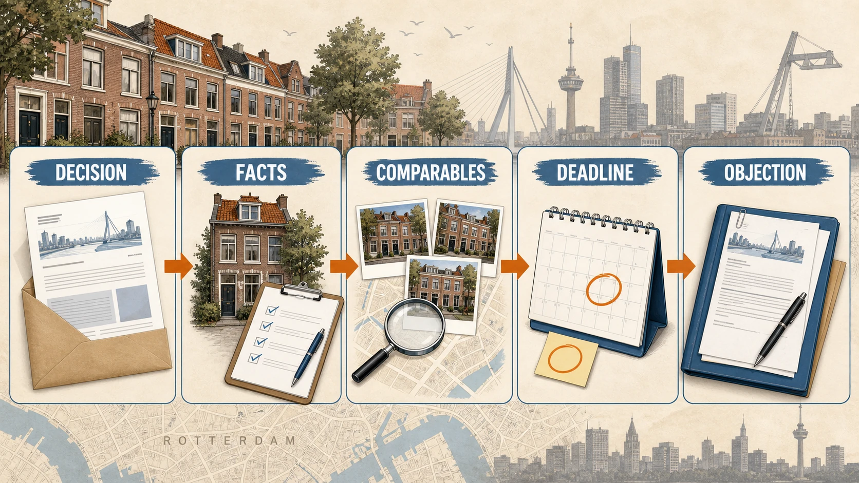 Five-step checklist for a Rotterdam WOZ objection from municipal decision to on-time submission